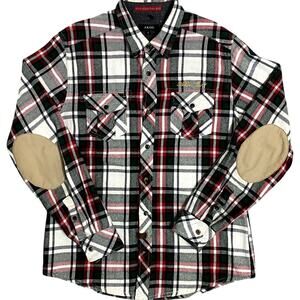 Akoo Have Teeth Will Bite Shirt Mens L Plaid Clothiers Oxford Street Patched Y2K